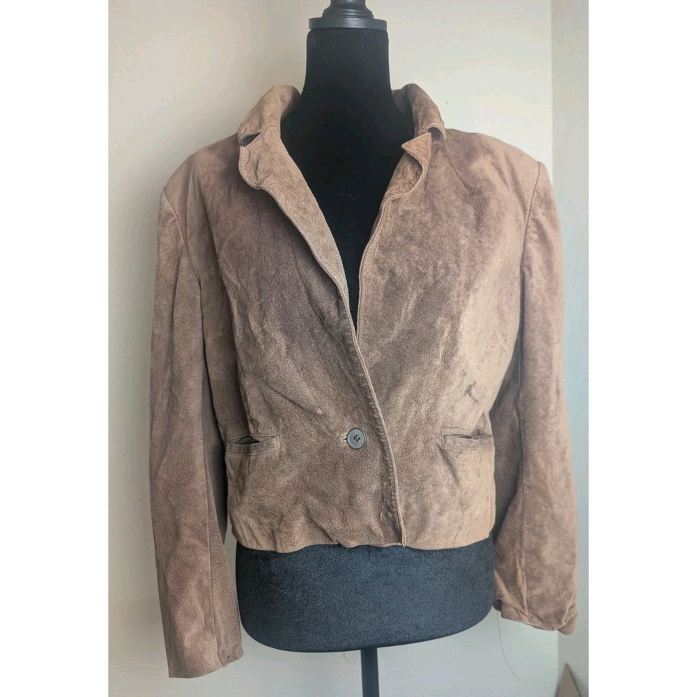 Avanti Genuine Pig Suede Leather Jacket Cropped Blazer Women's Size 8 Vintage